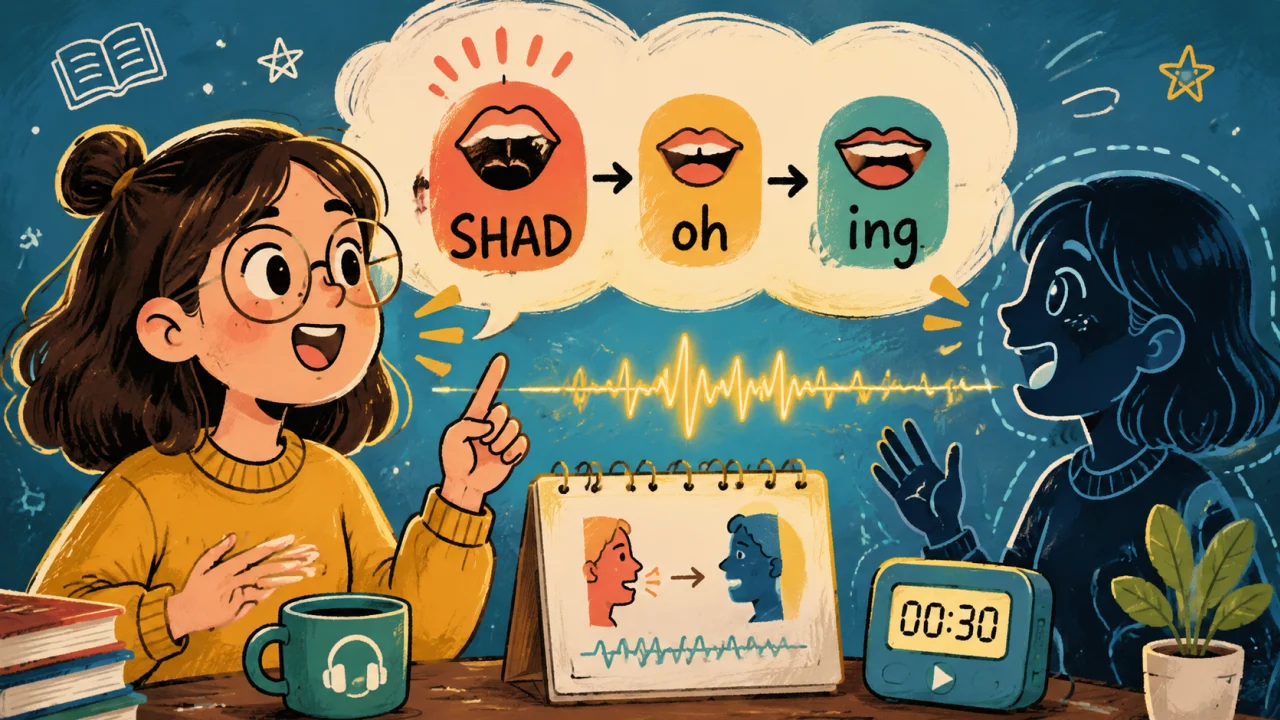 「shadowing」の発音方法:3つの音節で完全マスター